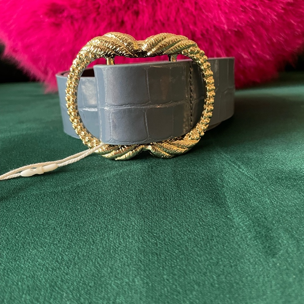 Sezane Artemis Blue Croc Belt